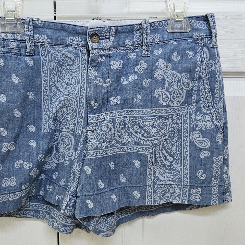 Ralph Lauren Blue Bandana Print Denim Shorts - Picture 1 of 5
